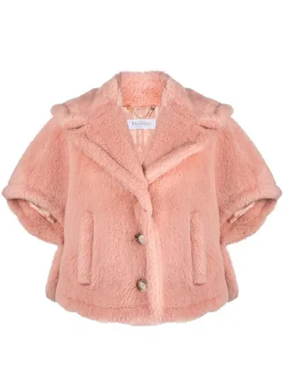 Max Mara Short-sleeved Wool Jacket In Pink & Purple