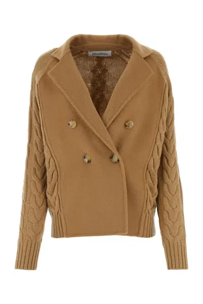 Max Mara Camel Wool Blend Micio Blazer In Cammello