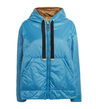 Max Mara Cameluxe Hooded Puffer Jacket In Blue