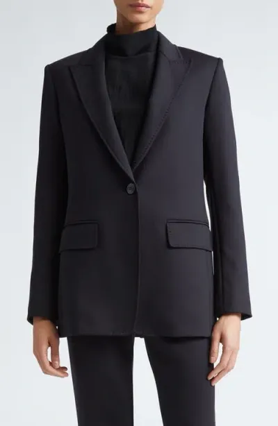 Max Mara Caprara Single Button Jersey Blazer In Black