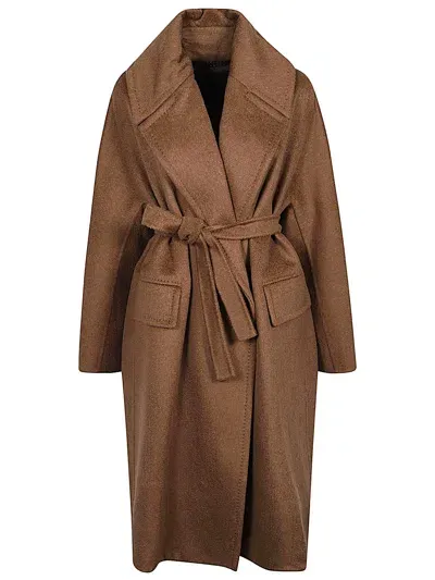 Max Mara Cashmere And Wool Blend Coat In Brown