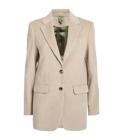 Max Mara Corduroy Single-breasted Blazer In Beige