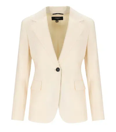 Max Mara Cream White Lamine Blazer