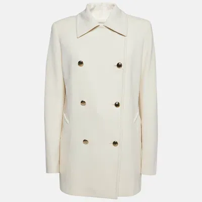 Pre-owned Max Mara Cream Wool Double Breasted Blazer L