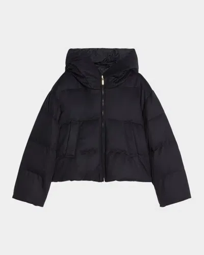 Max Mara Dalia Short Hooded Wool Jacket In Midnightblue