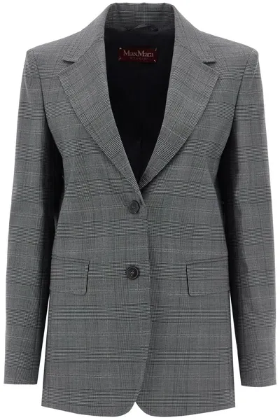 Max Mara 'david' Prince Of Wales Wool Blazer In Grey