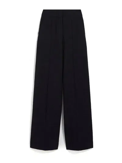 Max Mara High Waist Wide Leg Trousers In Navy