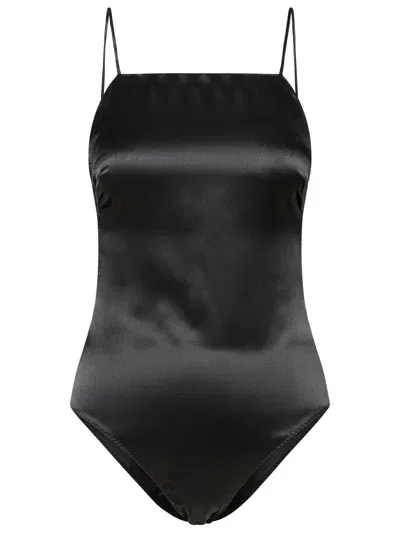 Max Mara Rugiada Satin Self-tie Bodysuit In Black