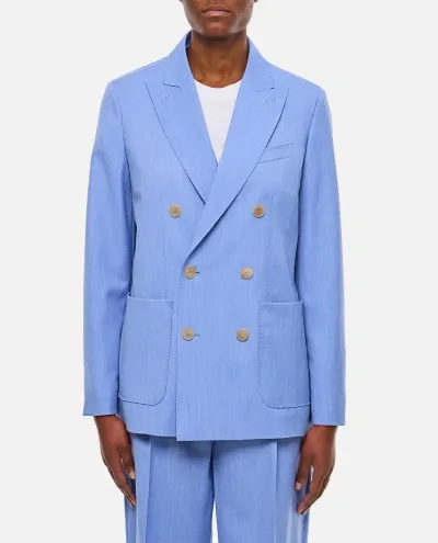 Max Mara Double Breasted Blazer In Blue