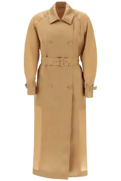 Max Mara Double-breasted 'sacco' Trench In Beige