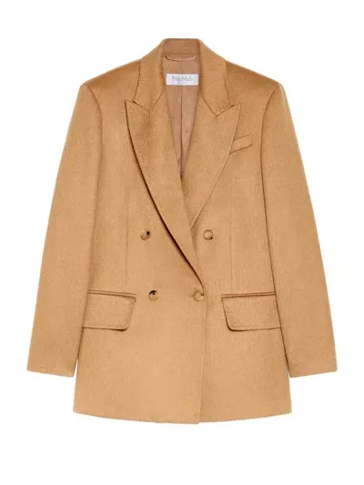 Max Mara Double-breasted Wool Blazer Clothing In Beige