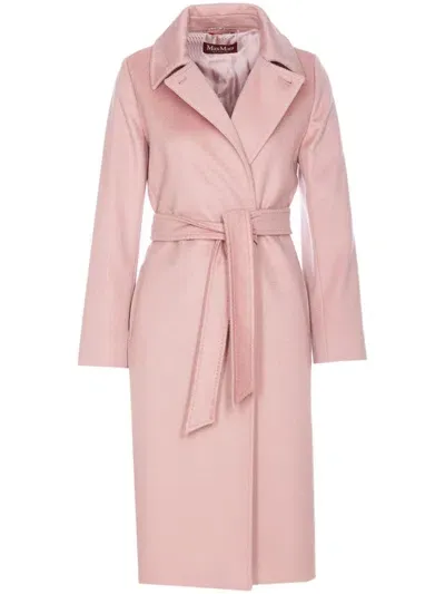 Max Mara Double-breasted Wool Coat In Pink