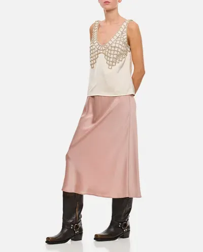 Max Mara Pink Flared Midi Skirt