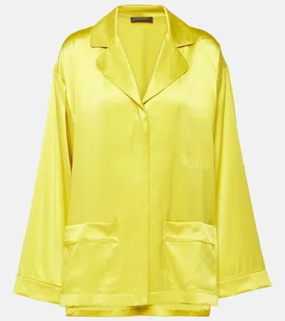 Max Mara Elegante Vasaio Silk Pajama Shirt In Yellow