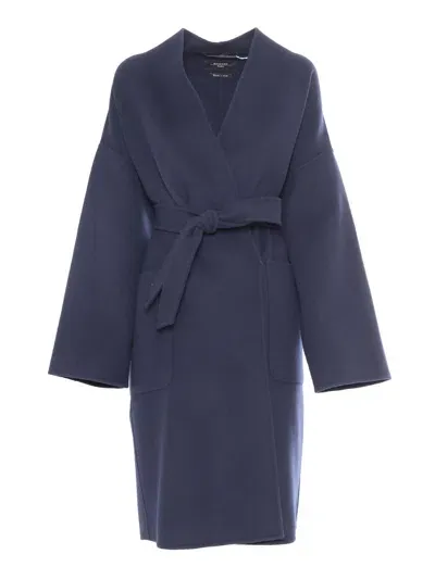 Max Mara Eris Navy Coat In Blue