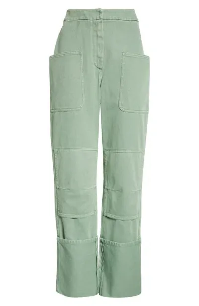 Max Mara Facella Cotton Drill Cargo Pants In Green