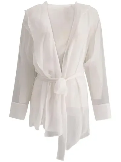 Max Mara Hooded Silk Jacket In White