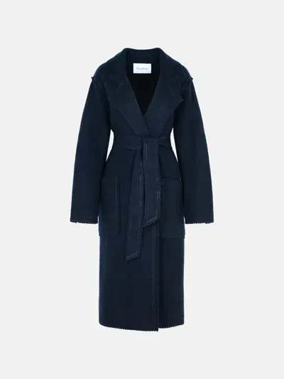 Max Mara 'jene' Dark Blue Cashmere Blend Coat