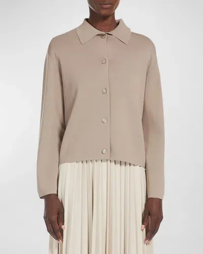 Max Mara Kiota Button-down Viscose Knit Jacket In Turtledove