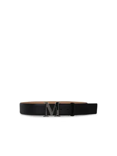 Max Mara Logo Plaque Belt In Black