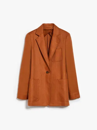 Max Mara Single-breasted Linen Blazer In Brown