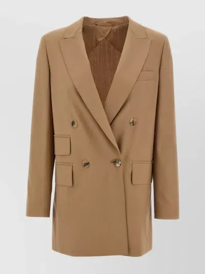 Max Mara 'mist' Double-breasted Longline Blazer In Cream