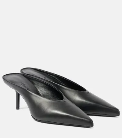 Max Mara 60mm Mm Leather Mules In Black