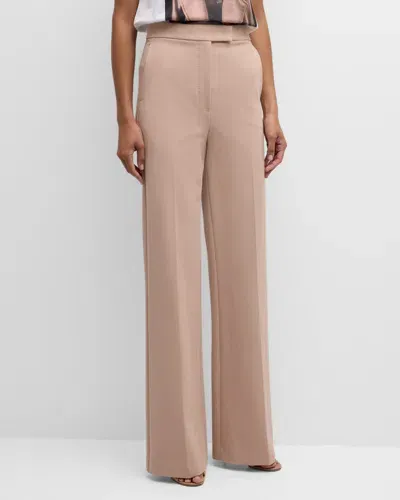 Max Mara Norcia Straight-leg Crepe Pants In Powder