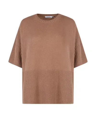 Max Mara Oversized Crewneck Knitted T In Brown