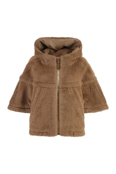 Max Mara Petalo Vegan Fur Jacket In Camel