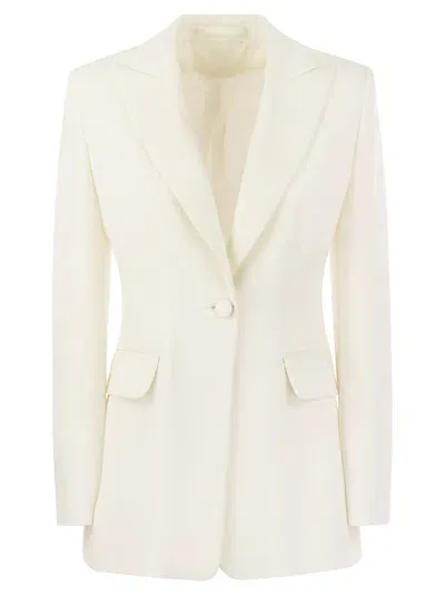 Max Mara Plinio Single Breasted Cady Tuxedo Jacket In White