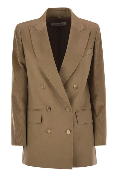 Max Mara Potente - Camel And Velvet Double-breasted Blazer