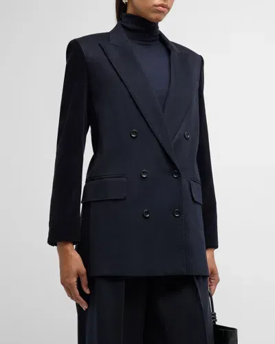 Max Mara Potente Double-breasted Corduroy Wool Blazer In Ultramarine