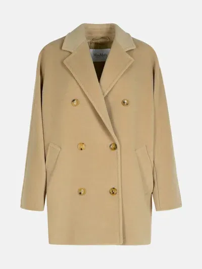 Max Mara 'rebus' Beige Wool And Cahsmere Blend Coats