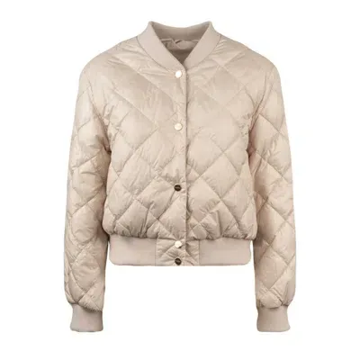 Max Mara Reversible Drip-proof Canvas Bomber Jacket In Beige