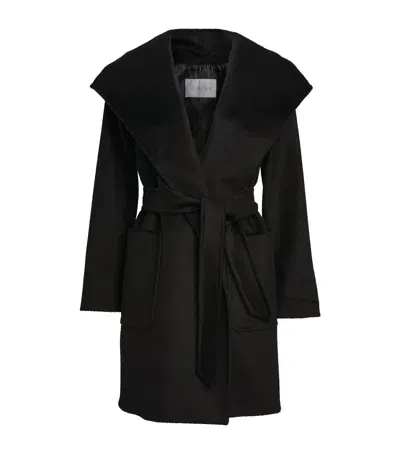 Max Mara Rialto Hooded Coat In Black