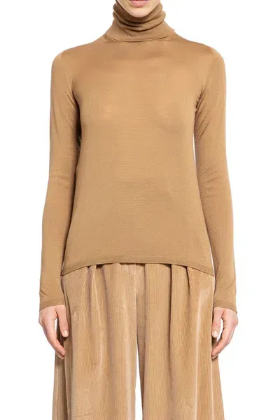 Max Mara Saluto Wool Turtleneck Sweater In Brown