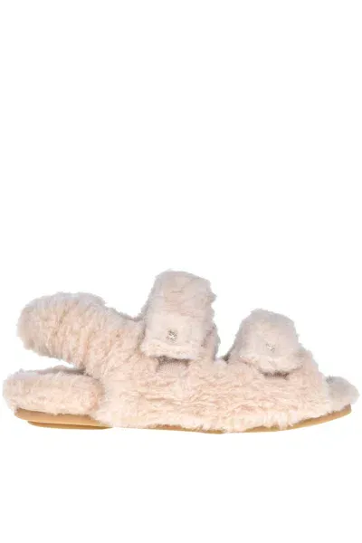 Max Mara Sandya Shearling Sandals In Beige