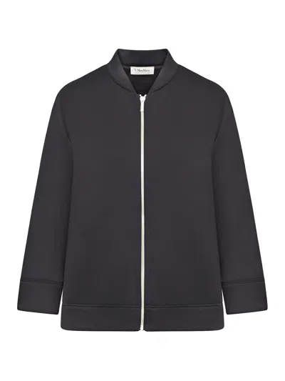 Max Mara Scuba Jersey Bomber Jacket In Black