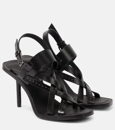 Max Mara Seamhighsan 90 Leather Sandals In Black