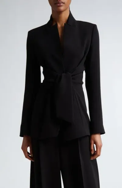 Max Mara Seggio Tie Front Crepe Blazer In 黑色