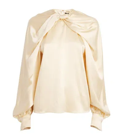 Max Mara Silk Bow-detail Blouse In White