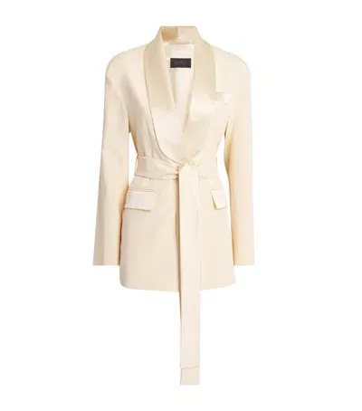 Max Mara Silk Crepe Longline Blazer In White