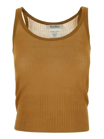 Max Mara Silk Tank Top In Cammello