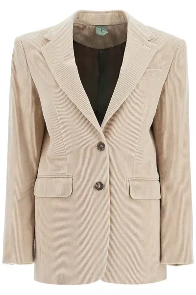 Max Mara Single-breasted Corduroy Blazer In Neutro