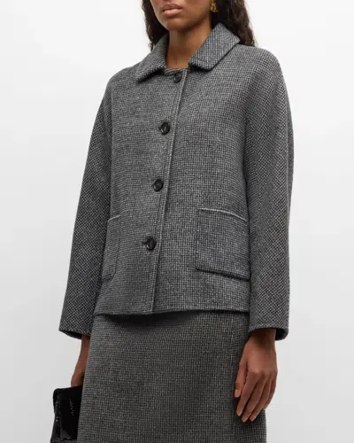 Max Mara Sorriso Wool-blend Houndstooth Jacket In Medium Grey