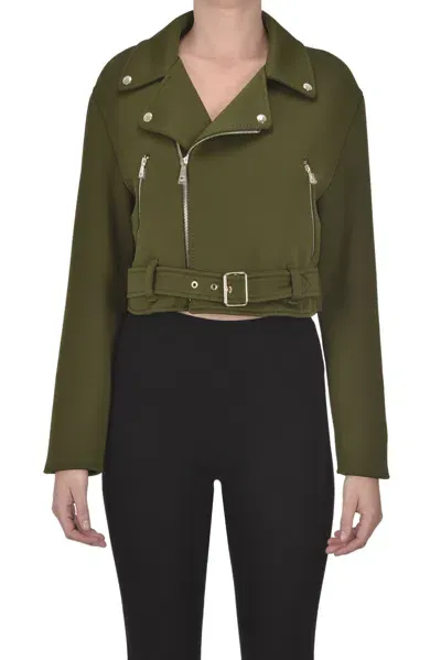 Max Mara Spezie Cropped Biker Jacket In Green