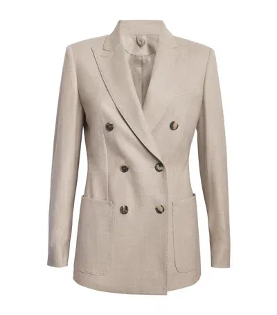 Max Mara Stretch-cashmere Double-breasted Blazer In Beige