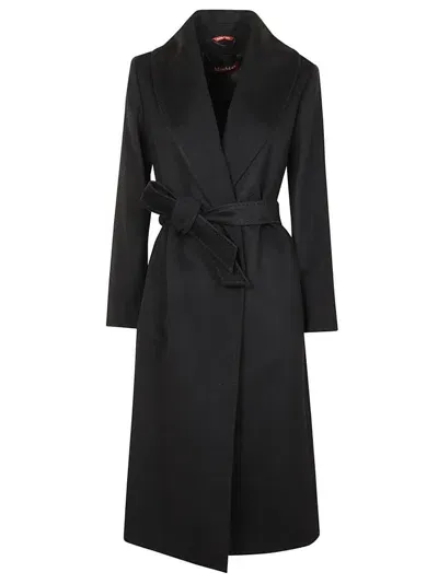 Max Mara Studio Belted Long In Negro