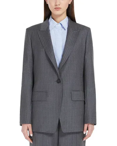 Max Mara Studio Erbert Flannel Blazer In Grey